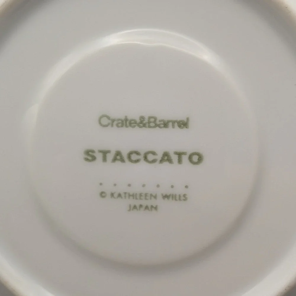 Crate and Barrel Staccato Saucers White Beaded Rim Kathleen Wills Japan Set of 4